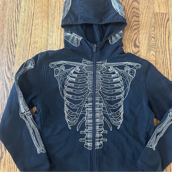 Size 8 / 9 (Medium) Gap Fit Hooded Skeleton Sweatshirt - Picture 2 of 10